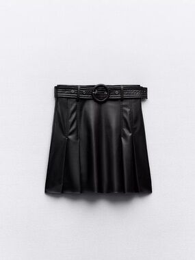 ZARA Faux Leather Pleated Mini Skirt